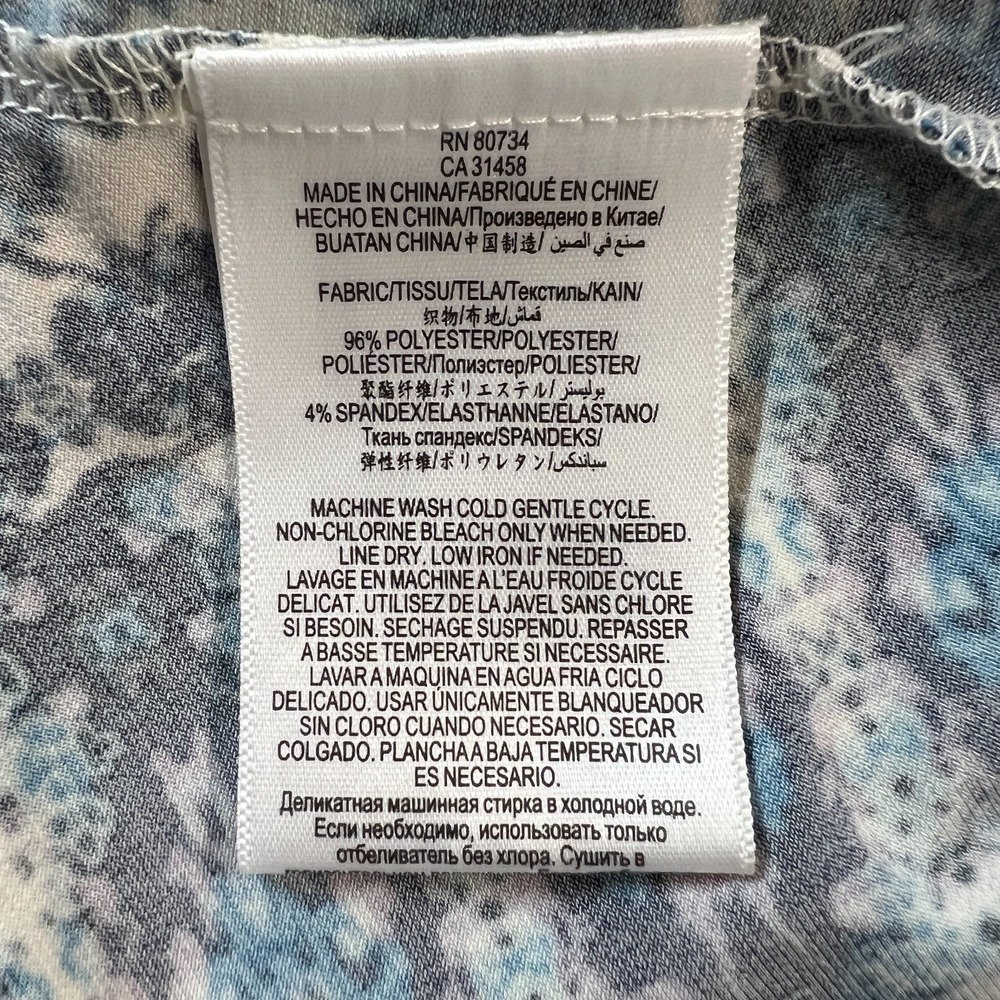 BCBGGeneration Dress Womens Medium Blue Floral Mini Draped Pocket Sleeveless NEW - Picture 15 of 15